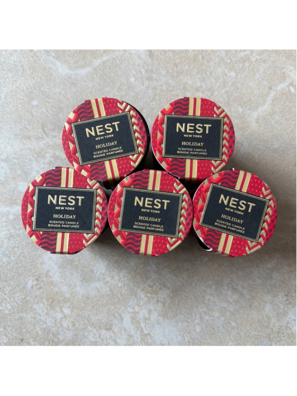 NEST New York Holiday Scented Candle One Size Red Gold
